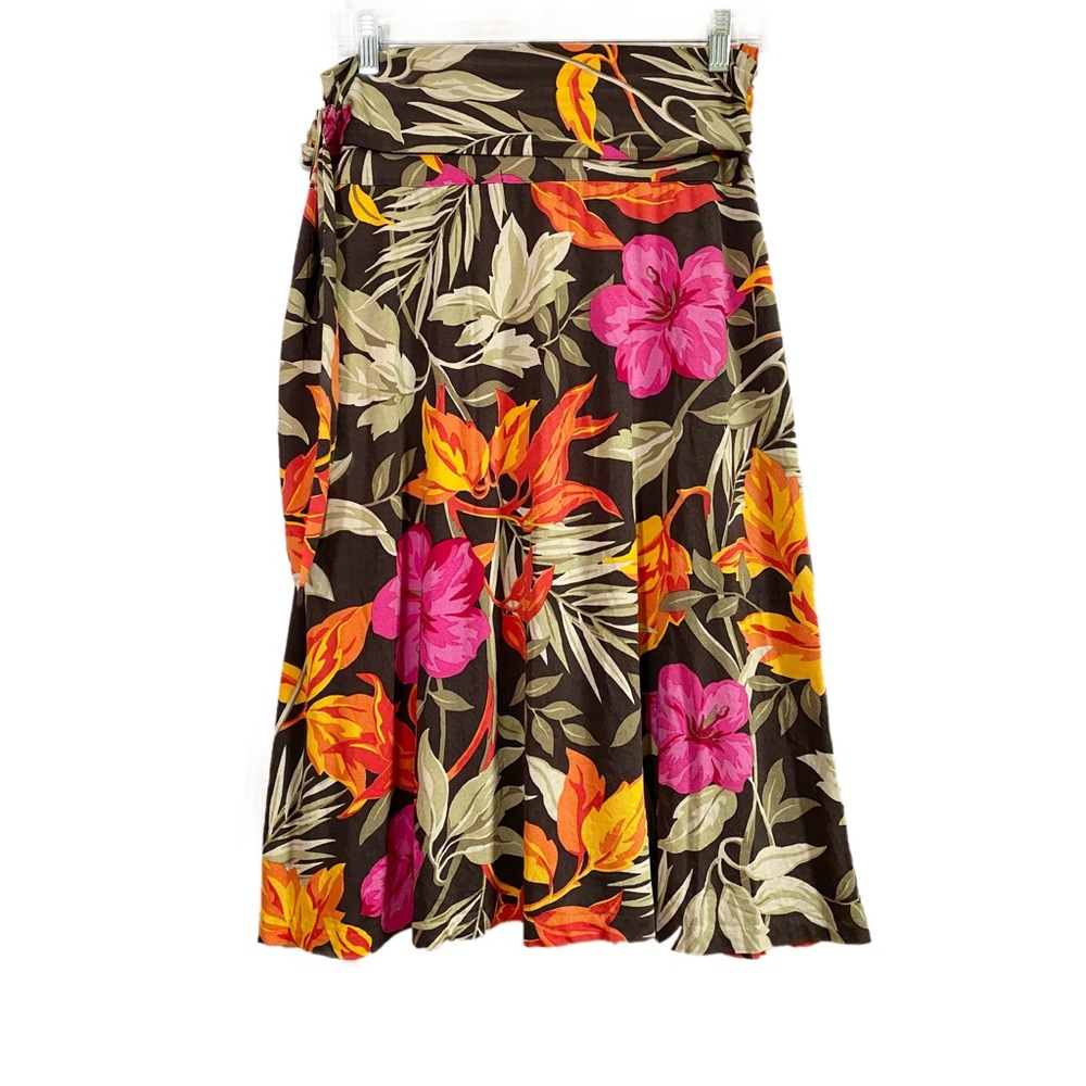 Banana Republic | Tropical Floral Silk Blend Midi Wrap Skirt Size M